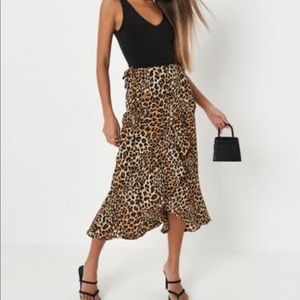 Princess polly cheetah wrap frill midi skirt
